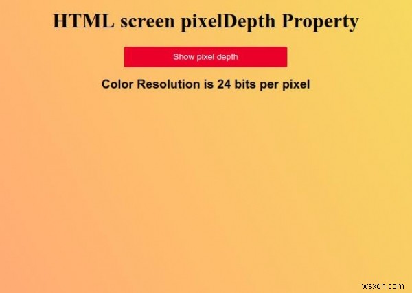 Màn hình HTML pixelDepth Thuộc tính 