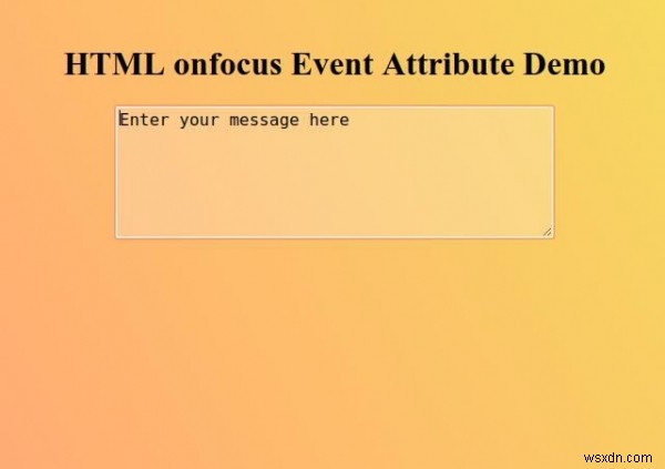 Thuộc tính sự kiện onfocus HTML 