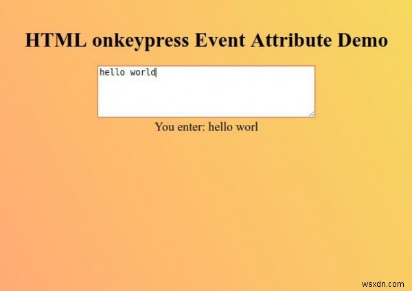 Thuộc tính sự kiện onkeypress HTML 