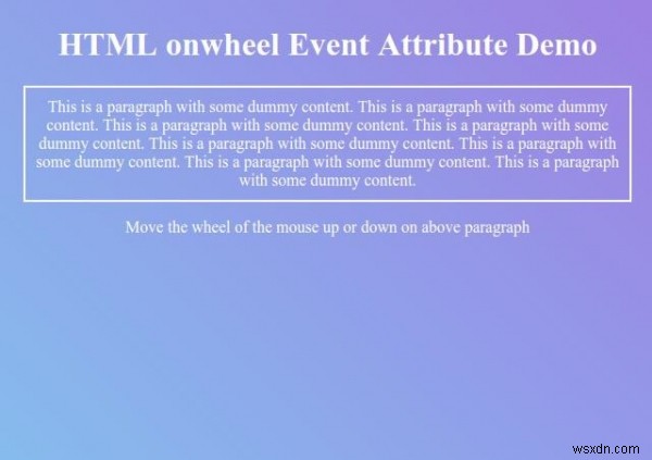 Thuộc tính sự kiện onwheel HTML 