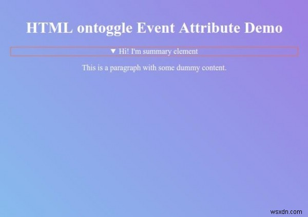 Thuộc tính sự kiện ontoggle HTML 