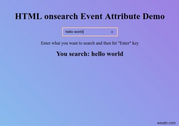 Thuộc tính sự kiện tìm kiếm HTML 