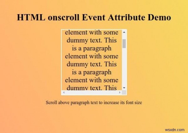 Thuộc tính sự kiện trên HTML onscroll 