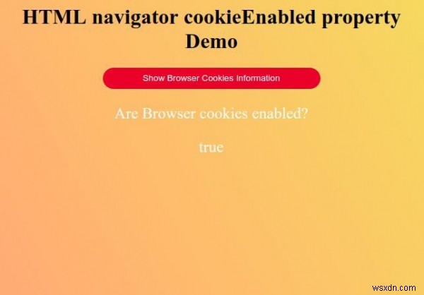 Cookie HTML Navigator Thuộc tính đã bật 