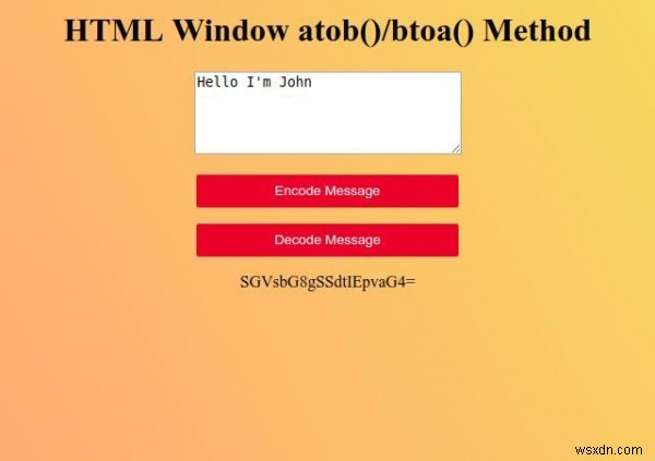 Phương thức btoa () Cửa sổ HTML 