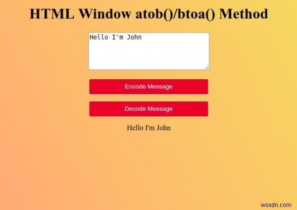Phương thức btoa () Cửa sổ HTML 