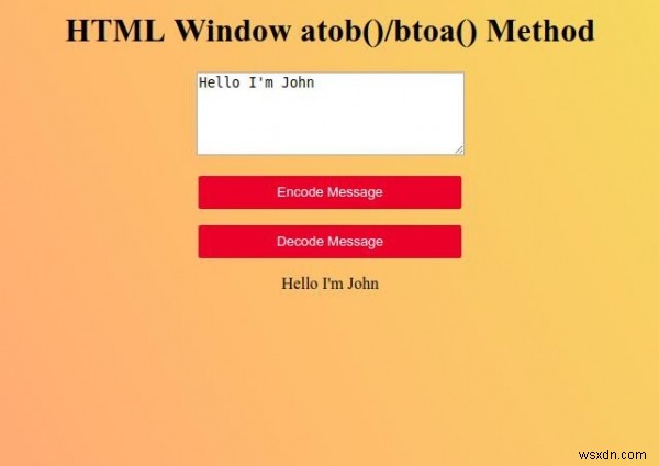 Phương thức HTML Window atob () 