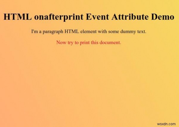 Thuộc tính sự kiện onafterprint HTML 