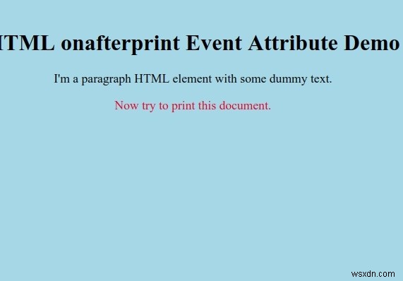 Thuộc tính sự kiện onafterprint HTML 