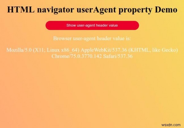 HTML Navigator userAgent Thuộc tính 