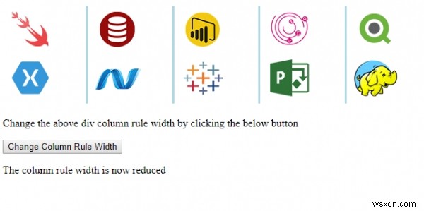 HTML DOM Style columnRuleWidth Thuộc tính 