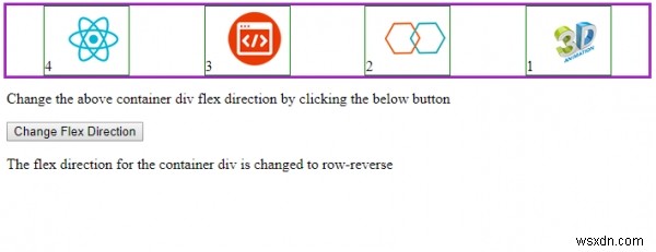 Thuộc tính flexDirection kiểu HTML DOM 