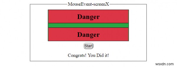 Thuộc tính HTML DOM MouseEvent screenX 