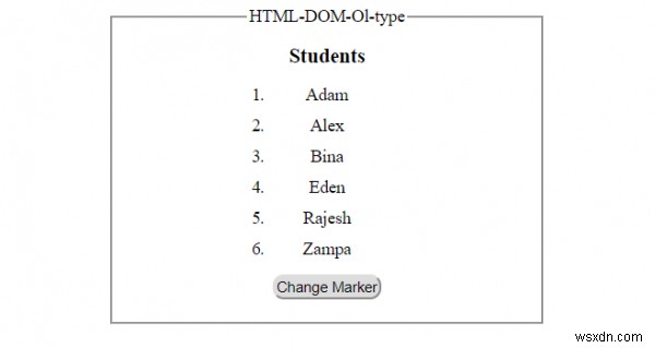 Thuộc tính loại HTML DOM Ol 