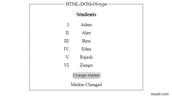 Thuộc tính loại HTML DOM Ol 