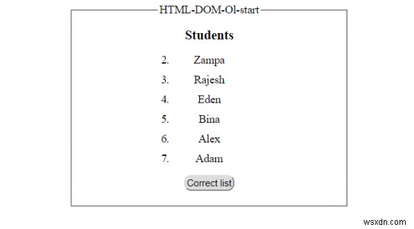 HTML DOM Ol start Thuộc tính 