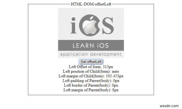 Thuộc tính HTML DOM offsetLeft 