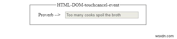 HTML DOM touchcancel Event 