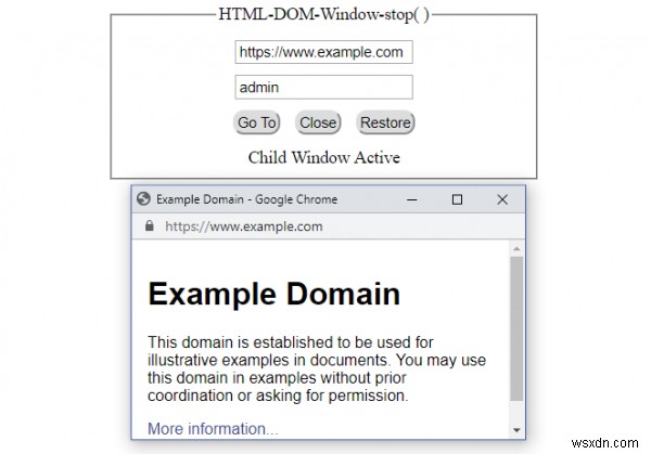 Phương thức dừng cửa sổ DOM HTML () 