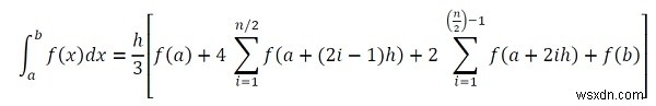 Quy tắc 1/3 của Simpson cho tích phân xác định 