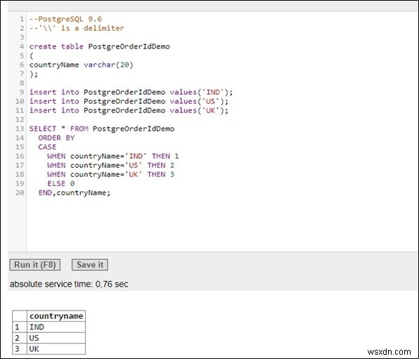 Mô phỏng ORDER BY FIELD () của MySQL trong PostgreSQL? 