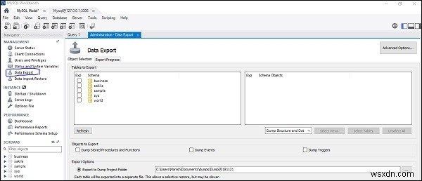 Làm thế nào để sao lưu cơ sở dữ liệu MySQL bằng MySQL Workbench? 