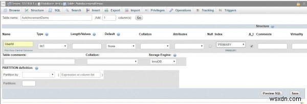 Làm cách nào để thêm tự động tăng dần vào cột trong cơ sở dữ liệu MySQL bằng PhpMyAdmin? 