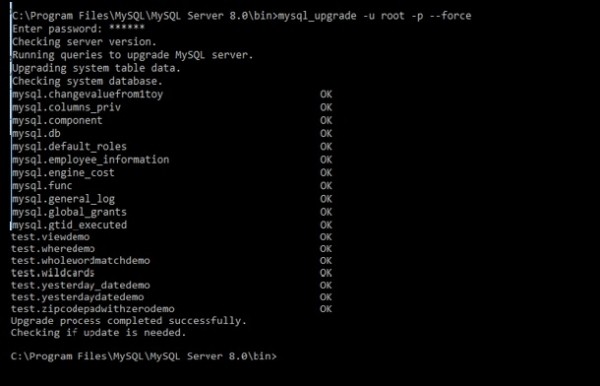 Làm thế nào để nâng cấp máy chủ MySQL từ dòng lệnh? 