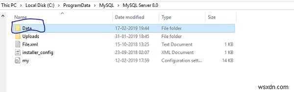 Cơ sở dữ liệu MySQL được lưu ở đâu khi nó được tạo? 