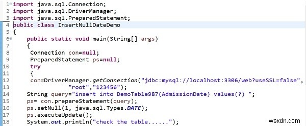 Cách thanh lịch hơn để chèn java.sql.Date trống trong Cơ sở dữ liệu MySQL? 