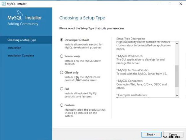 Cài đặt MySQL trên Microsoft Windows 