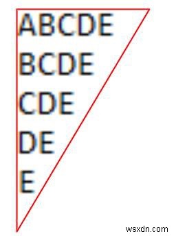 Chương trình cho các mẫu hình tam giác của bảng chữ cái trong C 