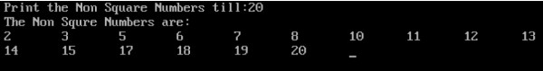 In các số không phải hình vuông trong C 