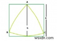 Tam giác Reuleaux lớn nhất trong một Hình vuông được nội tiếp trong một Hình tròn ở C? 