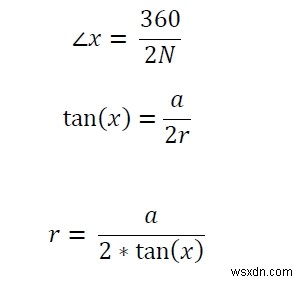 Diện tích Hình tròn lớn nhất nội tiếp Đa giác đều N cạnh trong Chương trình C? 