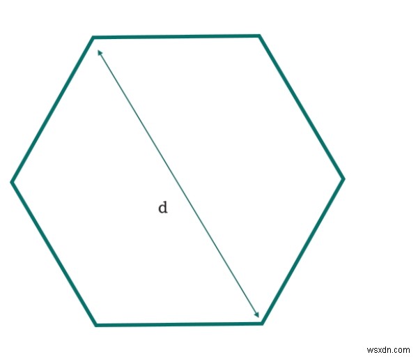 C Chương trình diện tích hình lục giác có độ dài đường chéo cho trước? 