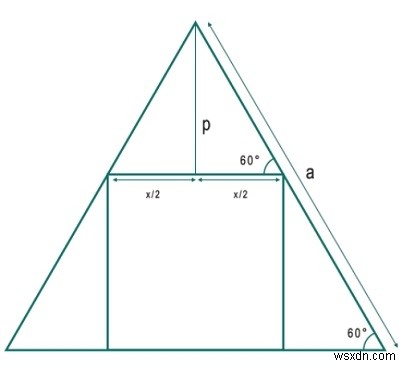 Hình vuông lớn nhất có thể nội tiếp một tam giác đều? 