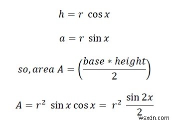 Diện tích của một đa giác đều n cạnh với Bán kính cho trước? 