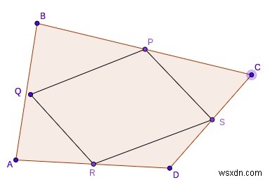 C ++ Chu vi và Diện tích của Hình bình hành Varignon 