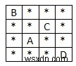 Tìm bảng chữ cái trong Ma trận có số sao tối đa xung quanh nó trong C ++ 
