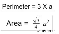 Chương trình tính diện tích và chu vi tam giác đều trong C ++ 