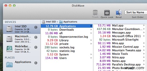 Xóa các tệp lớn không mong muốn với DiskWave cho Mac 