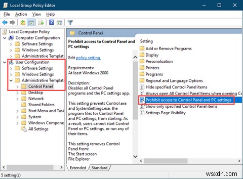 Cách tắt quyền truy cập vào ứng dụng cài đặt và bảng điều khiển trong Windows 10 