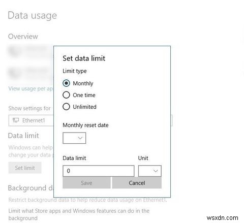 Cách đặt giới hạn sử dụng dữ liệu trong Windows 