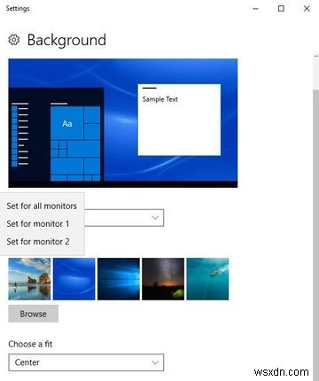 Cách sử dụng các hình nền khác nhau cho từng màn hình trong Windows 10 