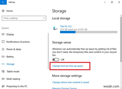 Tự động giải phóng dung lượng ổ đĩa với Windows 10 Storage Sense 