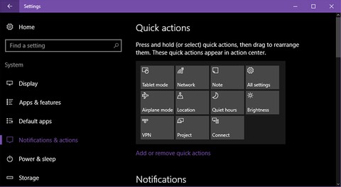 Cách sắp xếp lại các thao tác nhanh trong Trung tâm hành động Windows 10 