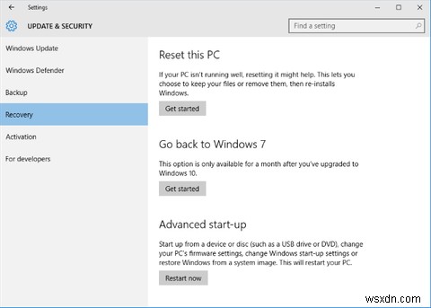 3 cách để hạ cấp Windows 10 và khôi phục về Windows 7 hoặc 8.1 vô thời hạn 