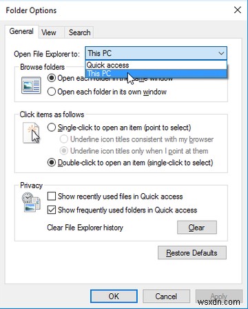 Cách mở File Explorer trên PC này thay vì truy cập nhanh 