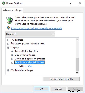 Cách chuyển đổi độ sáng thích ứng trong Windows 10 